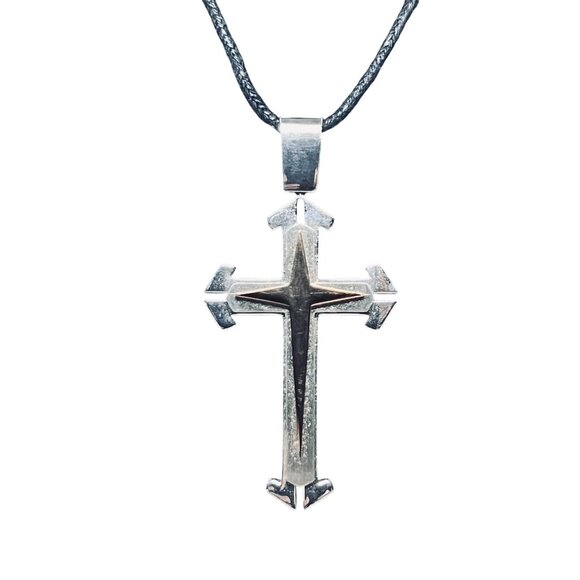 Unknown Other - Men's Stainless Steel Two Tone Cross Pendant (6124)